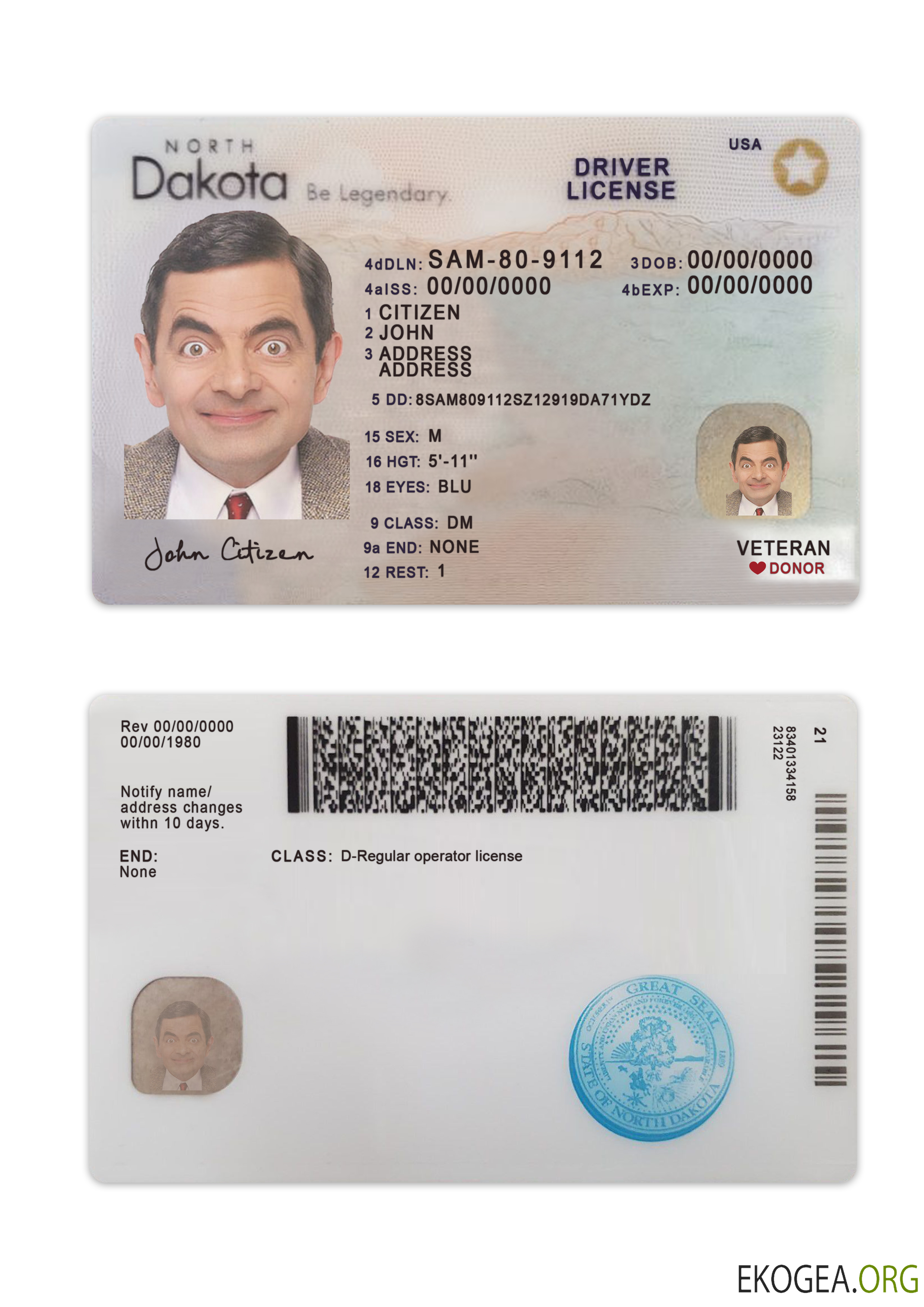 USA North Dakota driving license 2023 present